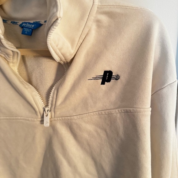 PRINCE Off White Quarter-Zip Pullover Sweatshirt - Picture 3 of 5
